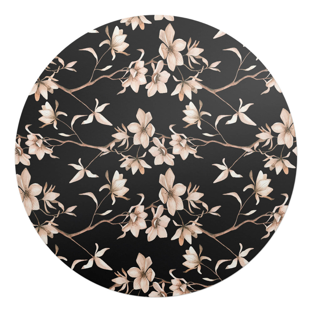 Podkładka pod krzesło obrotowe okrągła Kwiatowy wzór vintage