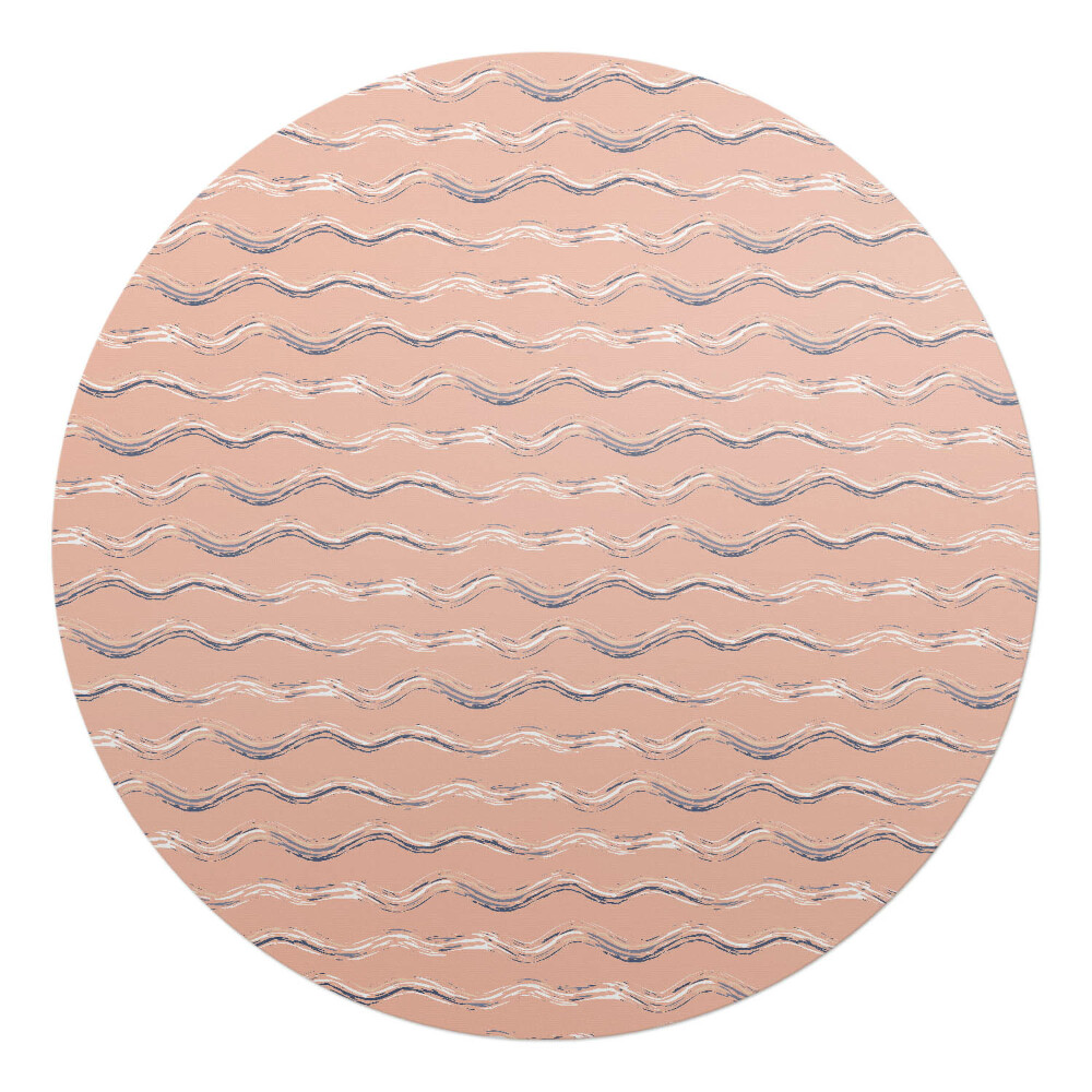 Mata na podłogę pod krzesło okrągła Faliste linie pastelowe