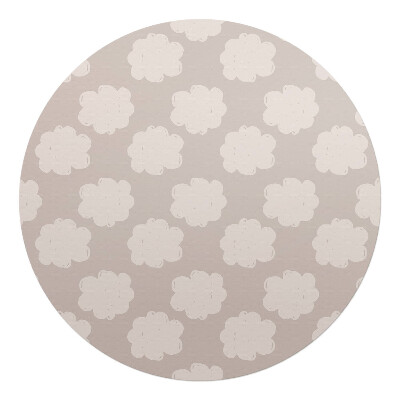 Podkładka pod krzesło obrotowe okrągła Chmurki na beżowym tle