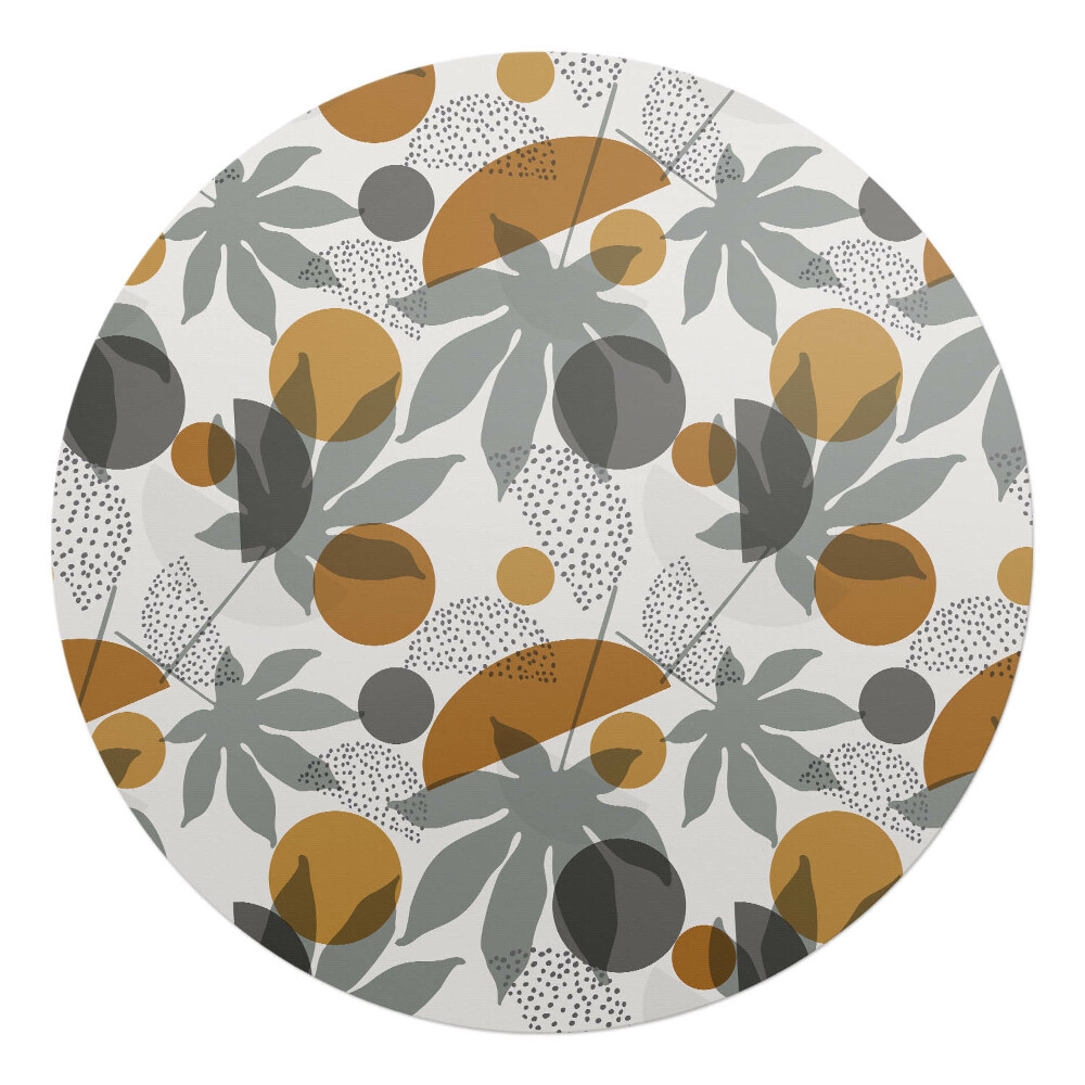 Mata na podłogę pod krzesło okrągła Geometryczne liście