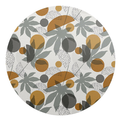 Mata na podłogę pod krzesło okrągła Geometryczne liście