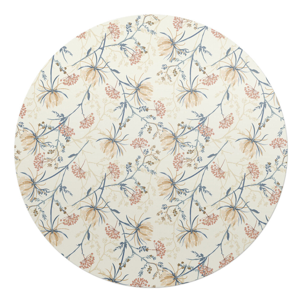 Podkładka pod krzesło obrotowe okrągła Kwiatowy wzór vintage