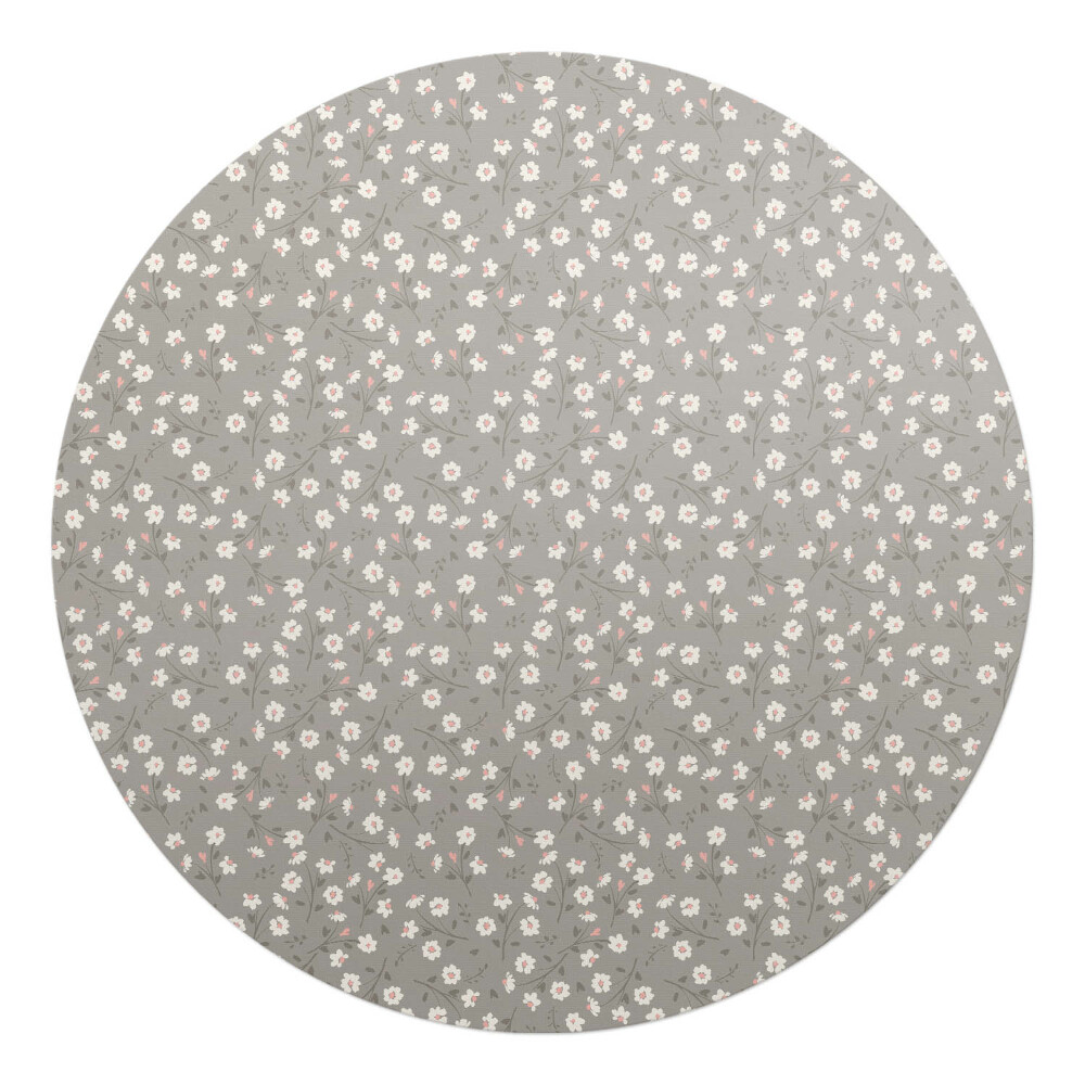 Mata na podłogę pod krzesło okrągła Kwiatowy wzór retro