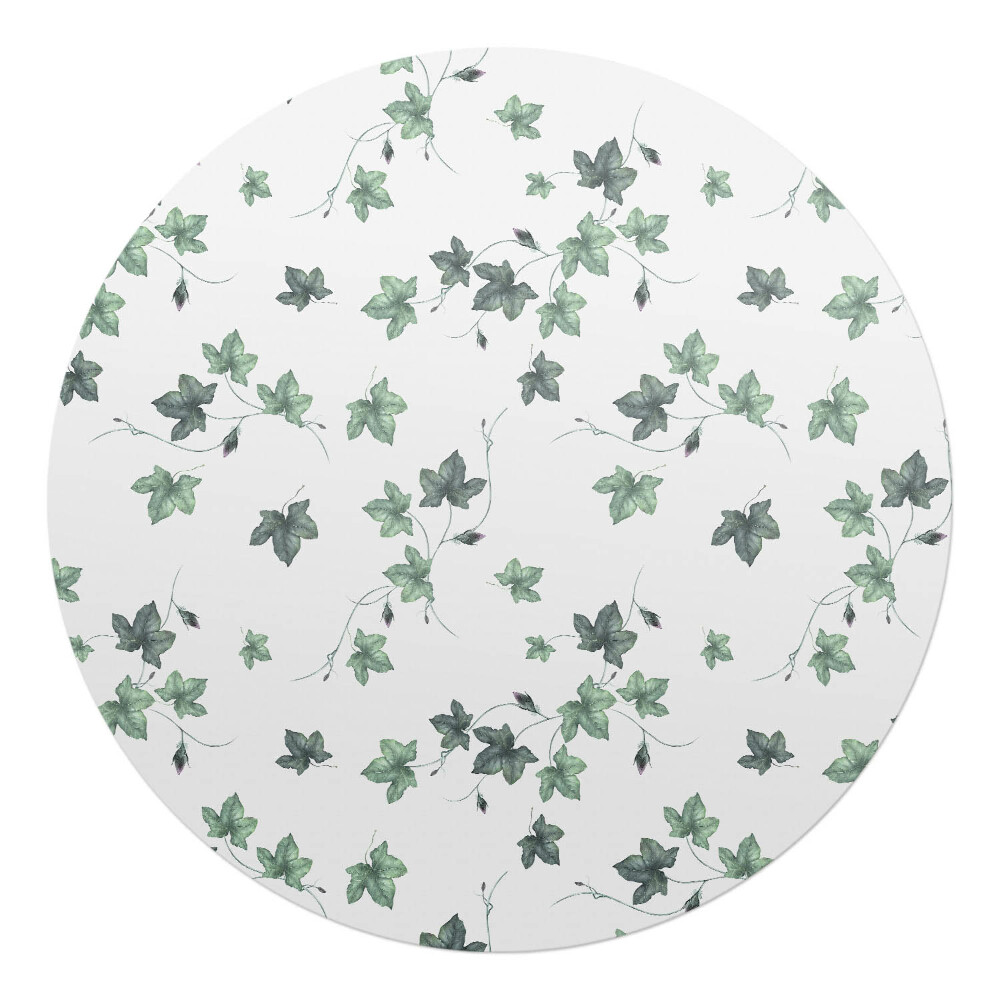 Mata pod krzesło okrągła Liście bluszczu na bieli