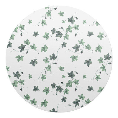 Mata pod krzesło okrągła Liście bluszczu na bieli