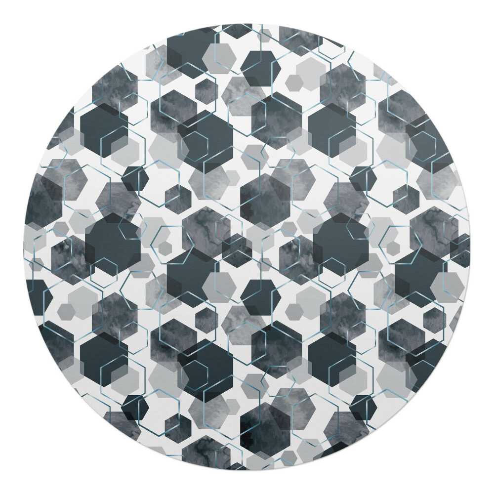 Mata na podłogę pod krzesło okrągła Geometryczne heksagony