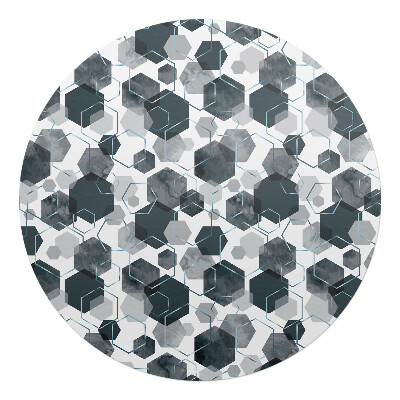 Mata na podłogę pod krzesło okrągła Geometryczne heksagony