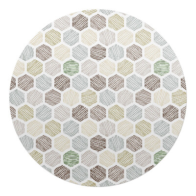 Mata pod krzesło okrągła Sześciokąty z paskami