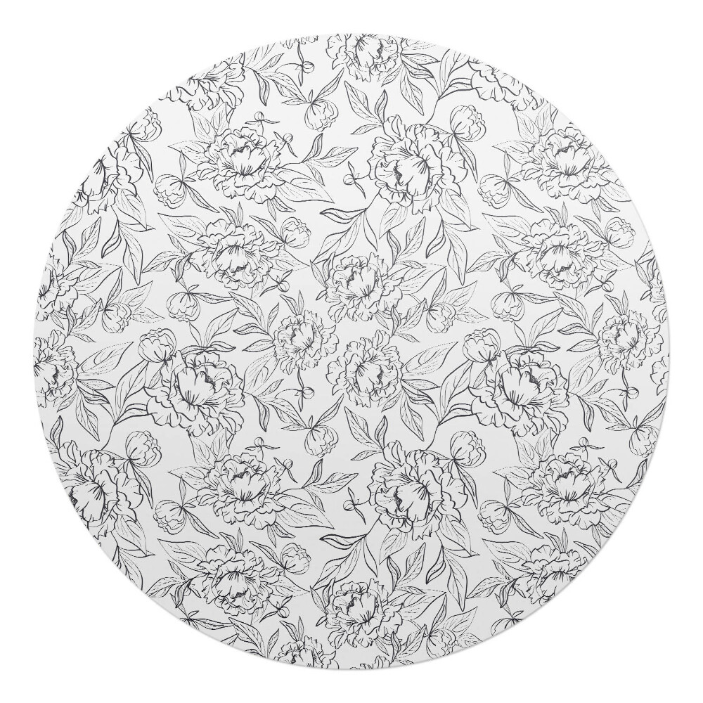 Podkładka pod krzesło obrotowe okrągła Kwiatowy wzór konturowy