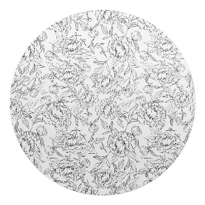 Podkładka pod krzesło obrotowe okrągła Kwiatowy wzór konturowy