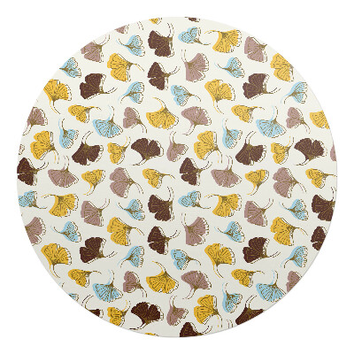 Mata pod fotel biurowy okrągła Liście gingko wzór