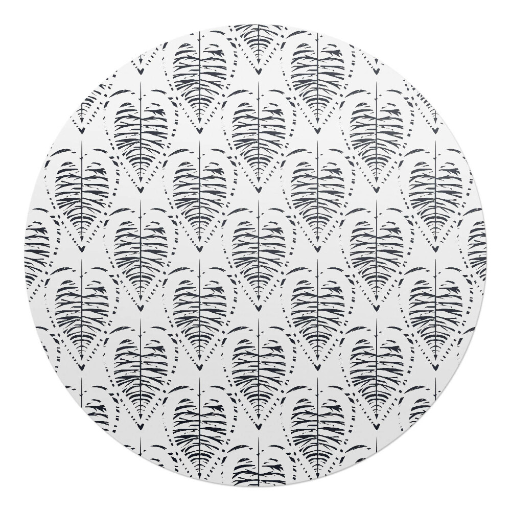 Mata na podłogę pod krzesło okrągła Liście symetria retro