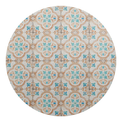 Mata na podłogę pod krzesło okrągła Kafelkowy ornament retro