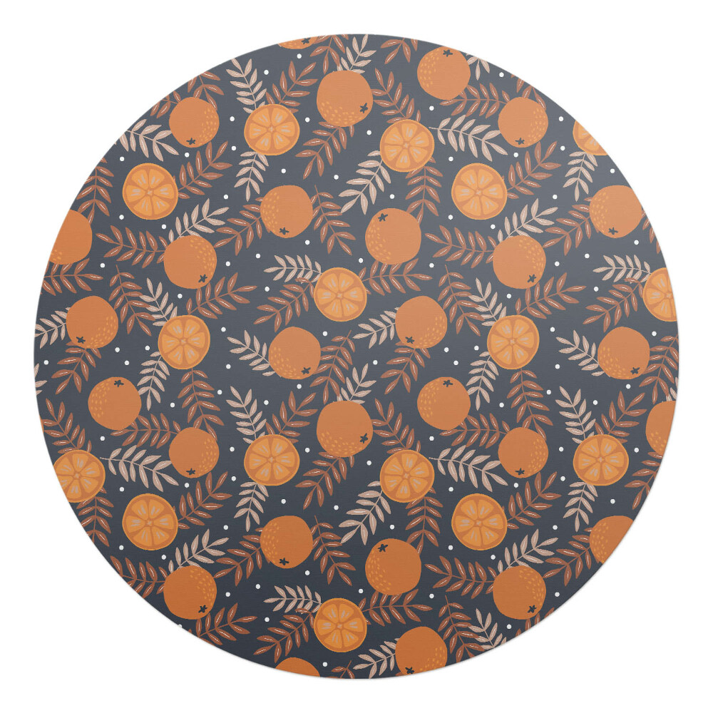 Podkładka pod krzesło okrągła Pomarańcze i liście