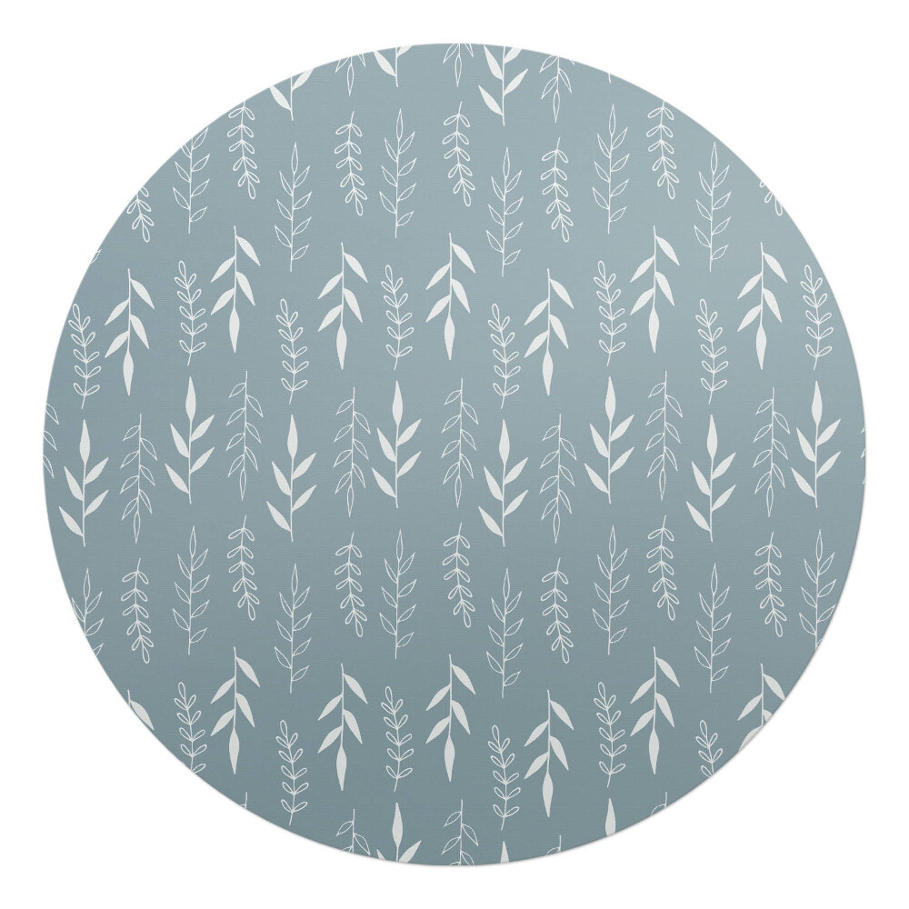 Mata pod fotel biurowy okrągła Roślinny wzór liści