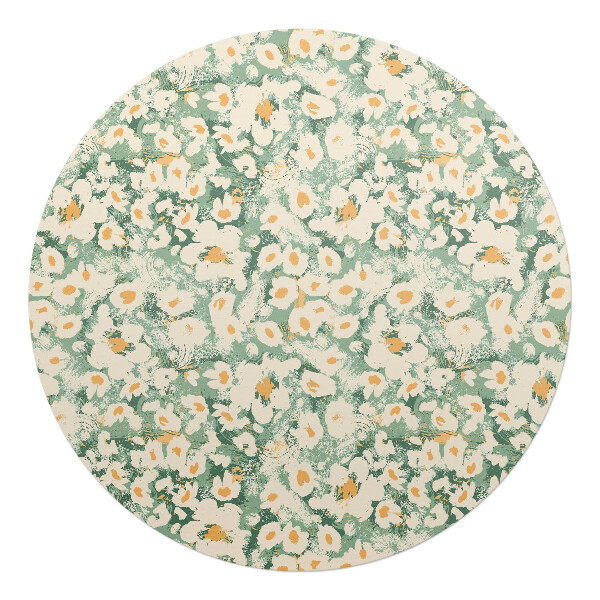 Mata pod krzesło okrągła Kwiatowy wzór retro