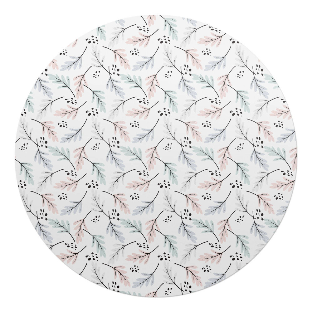 Podkładka pod krzesło obrotowe okrągła Pastelowy wzór liści