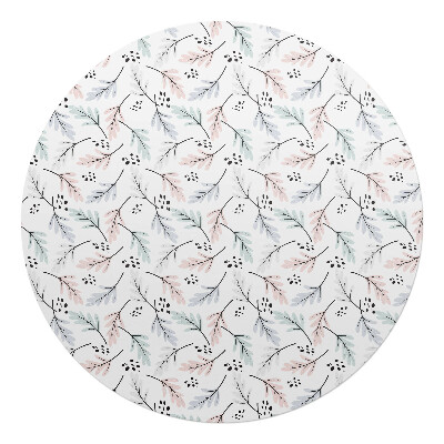 Podkładka pod krzesło obrotowe okrągła Pastelowy wzór liści