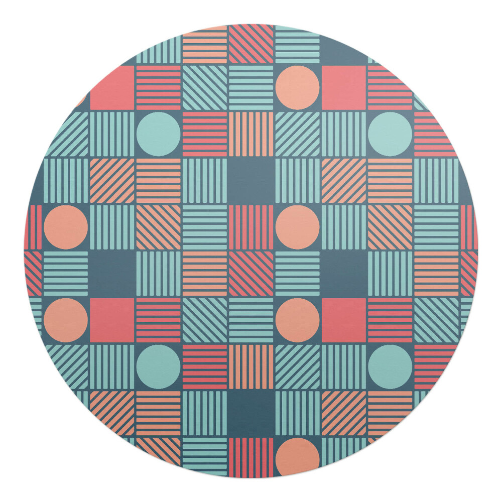 Podkładka pod krzesło okrągła Geometryczny wzór retro