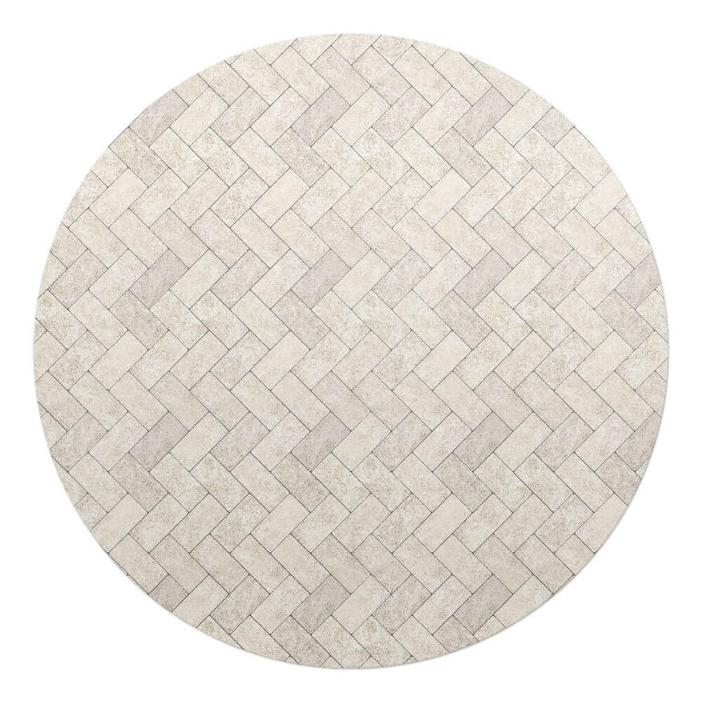 Mata na podłogę pod krzesło okrągła Jodełkowy wzór płytek