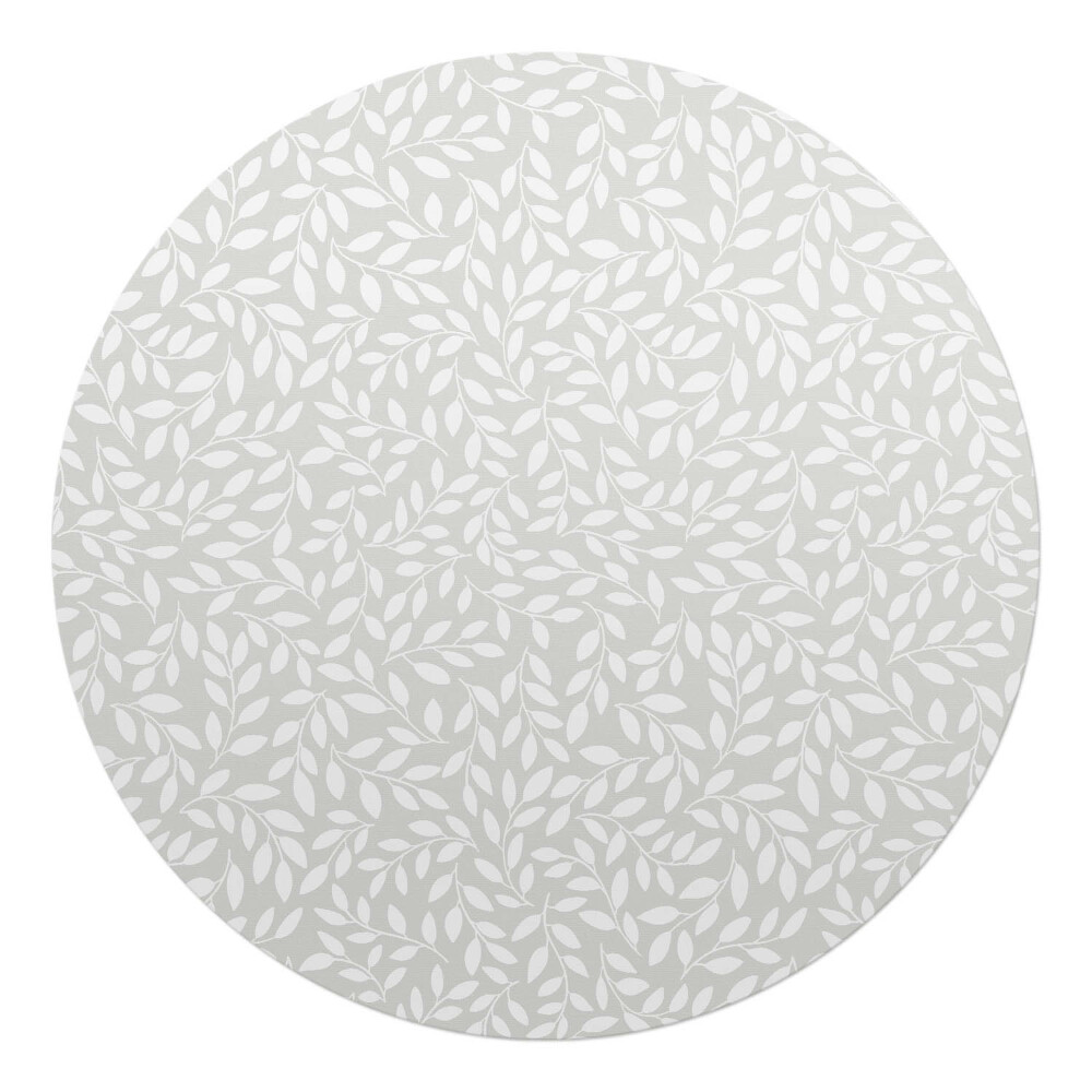 Mata na podłogę pod krzesło okrągła Liściasty wzór