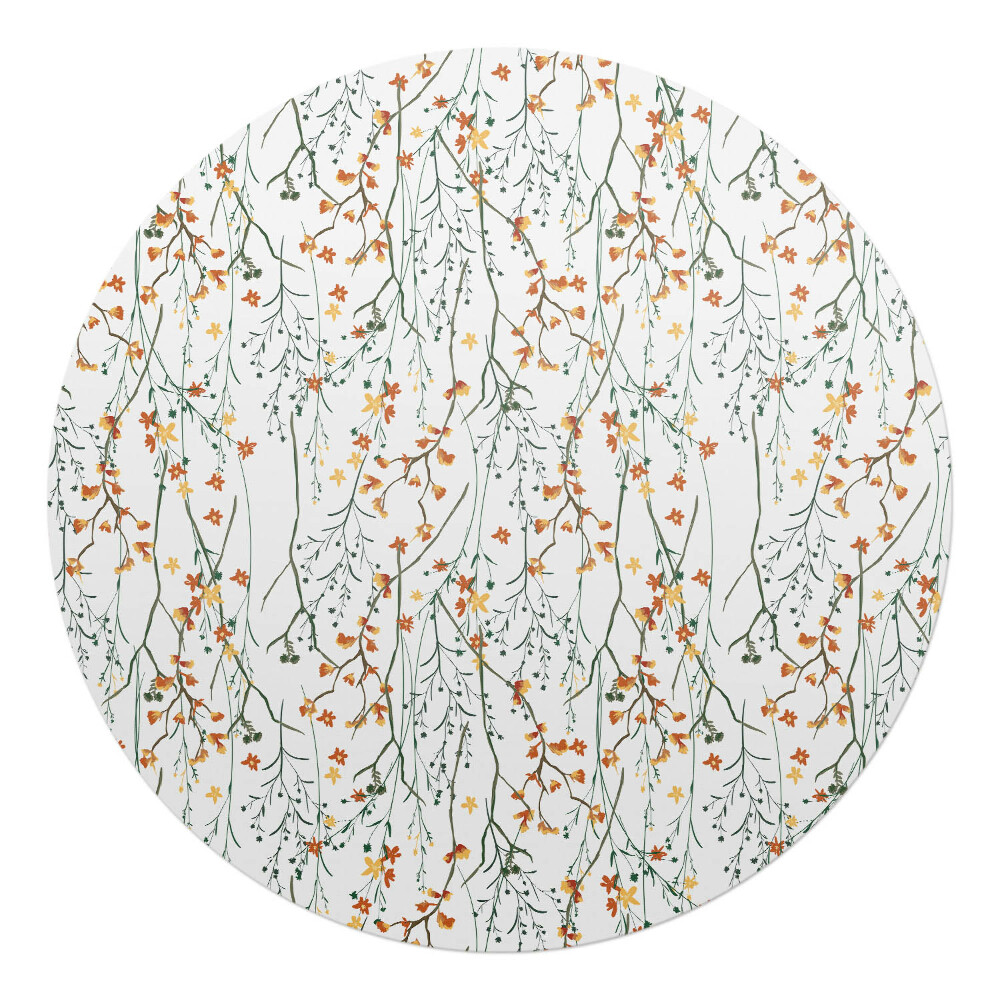 Mata na podłogę pod krzesło okrągła Jesienne kwiaty gałązki
