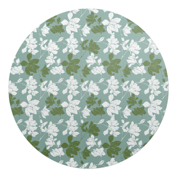 Podkładka pod krzesło obrotowe okrągła Kwiatowy wzór liściasty