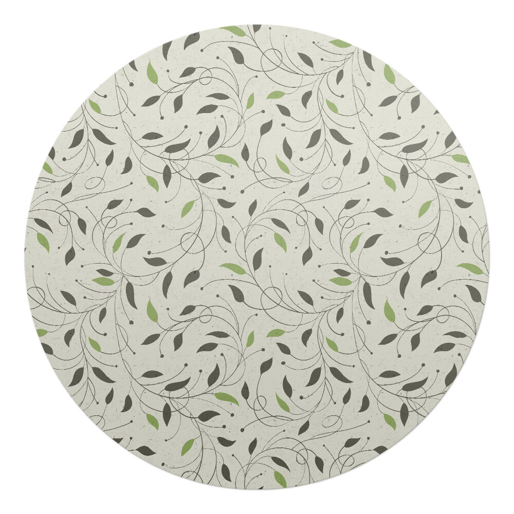 Podkładka pod krzesło obrotowe okrągła Roślinny wzór liściasty