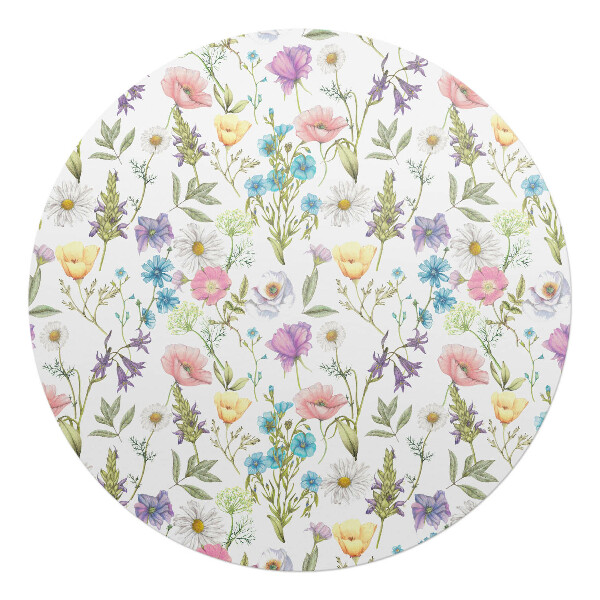 Mata pod fotel biurowy okrągła Kwiatowy wzór vintage