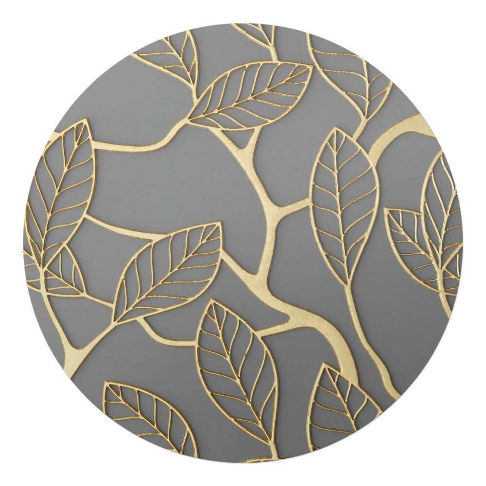 Mata na podłogę pod krzesło okrągła Liście na gałęziach