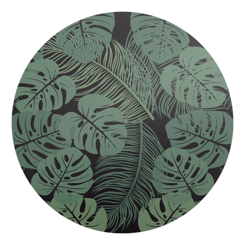 Mata pod fotel biurowy okrągła Liście tropikalne