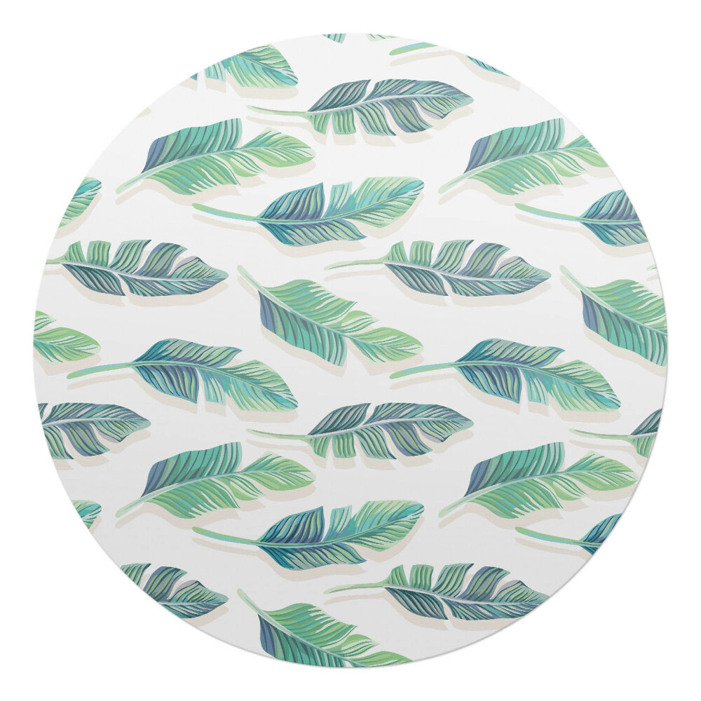Mata na podłogę pod krzesło okrągła Liście tropikalne