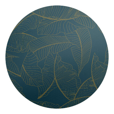 Mata pod krzesło okrągła Liście na ciemnym tle