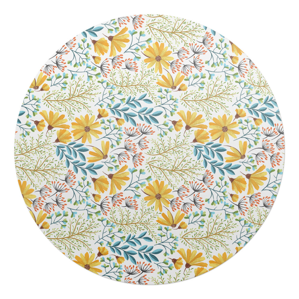 Podkładka pod krzesło obrotowe okrągła Kwiatowy wzór vintage