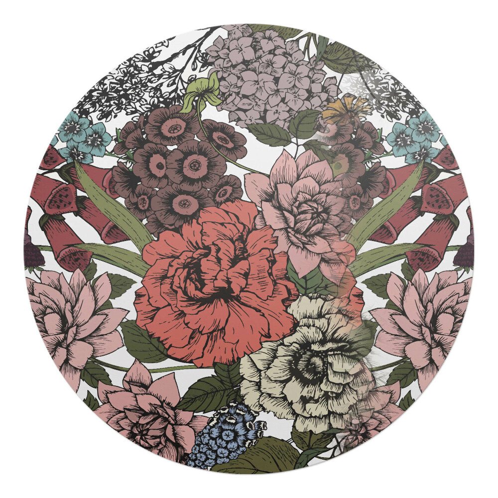 Podkładka pod krzesło okrągła Kwiatowy wzór retro