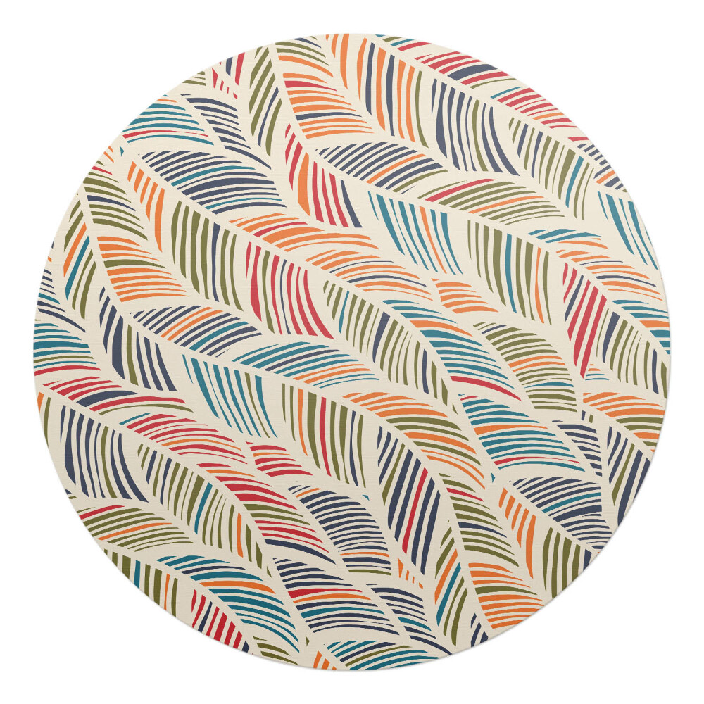 Mata na podłogę pod krzesło okrągła Kolorowe liście retro