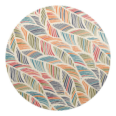 Mata na podłogę pod krzesło okrągła Kolorowe liście retro