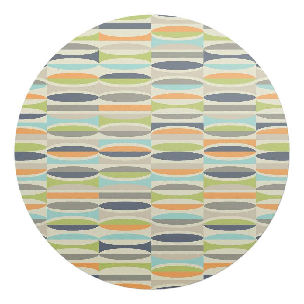 Podkładka pod krzesło obrotowe okrągła Owalny wzór retro