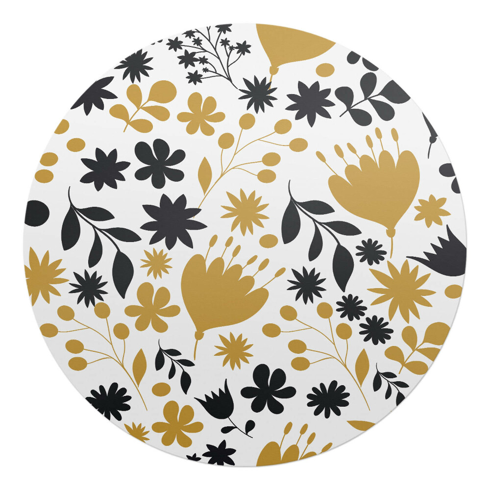 Mata na podłogę pod krzesło okrągła Kwiatowy wzór retro