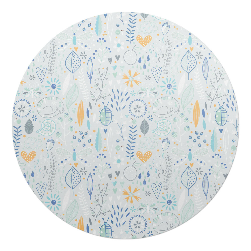 Mata pod krzesło okrągła Delikatny wzór natury
