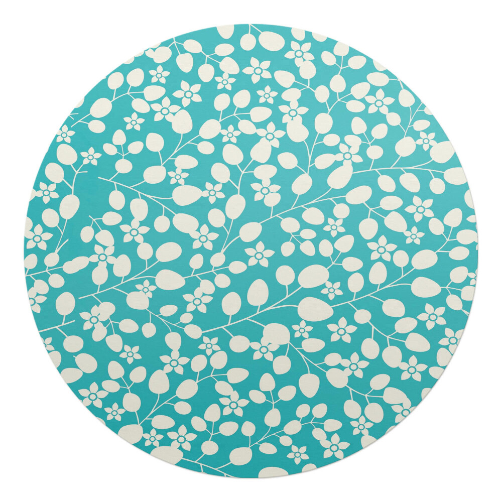 Podkładka pod krzesło obrotowe okrągła Kwiatowy wzór liściasty