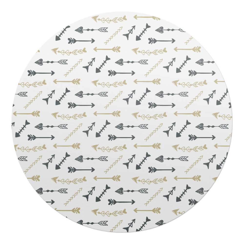 Mata na podłogę pod krzesło okrągła Wzór z strzałkami