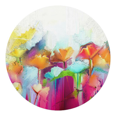 Mata na podłogę pod krzesło okrągła Abstrakcyjne kwiaty