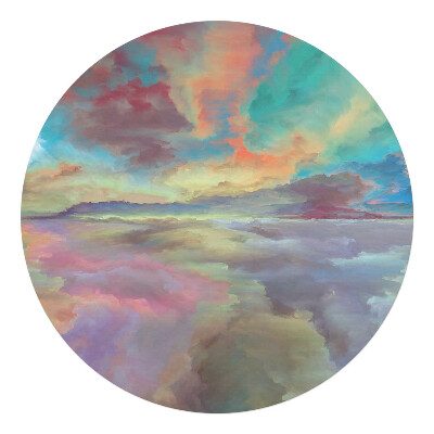 Mata na podłogę pod krzesło okrągła Chmury w pastelach