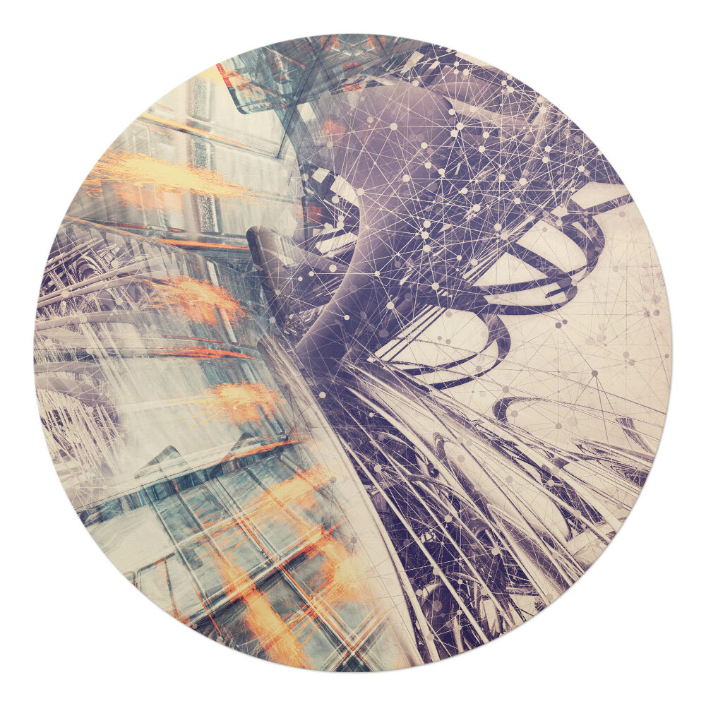 Mata pod fotel biurowy okrągła Abstrakcyjna sieć linii