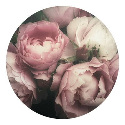 Mata na podłogę pod krzesło okrągła Bukiet różanych kwiatów