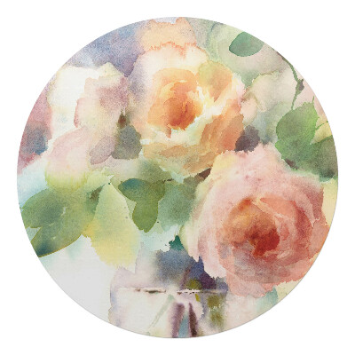 Mata pod krzesło okrągła Akwarelowe kwiaty