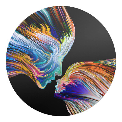 Podkładka pod krzesło okrągła Kolorowe twarze w ruchu