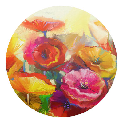 Mata pod krzesło okrągła Kwiaty w abstrakcji