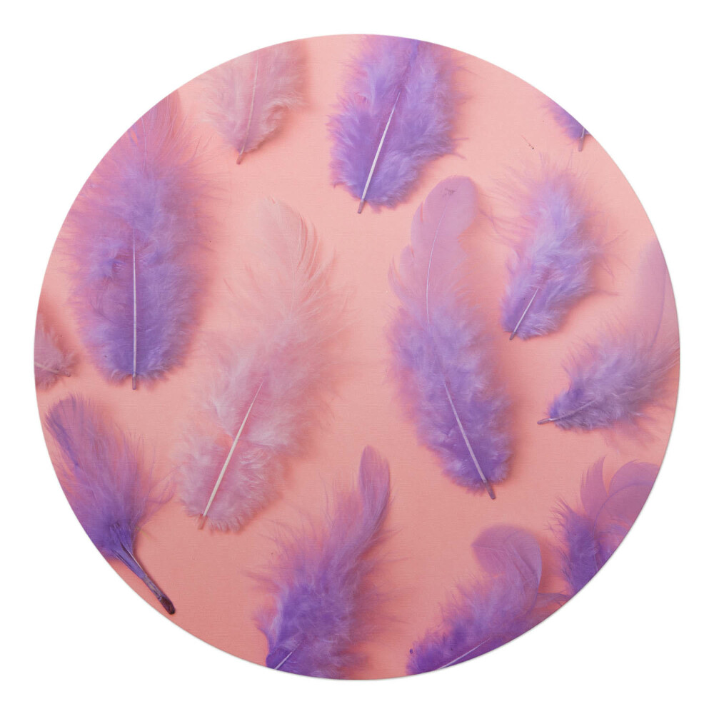 Podkładka pod krzesło obrotowe okrągła Pióra na pastelowym tle